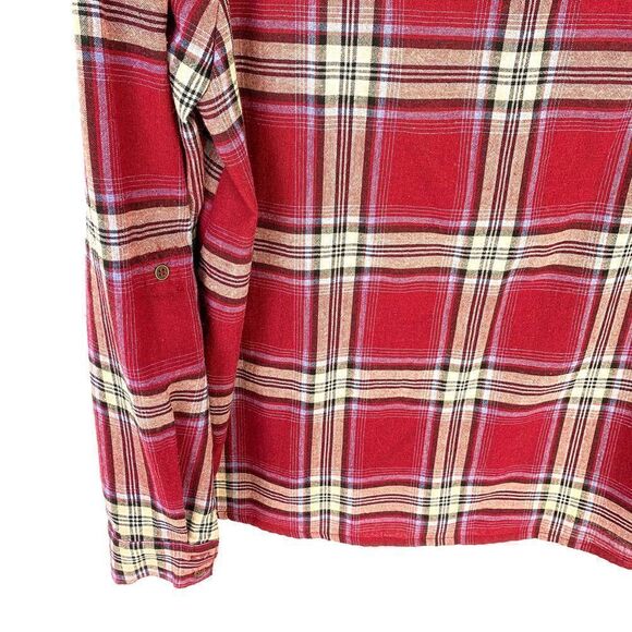 Entro Maroon Plaid Ruffle Detail Button Down - Picture 8 of 8